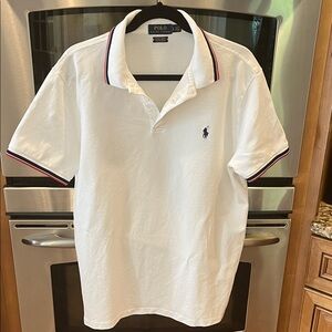 Polo by Ralph Lauren White Polo with Navy and Red Accents size large